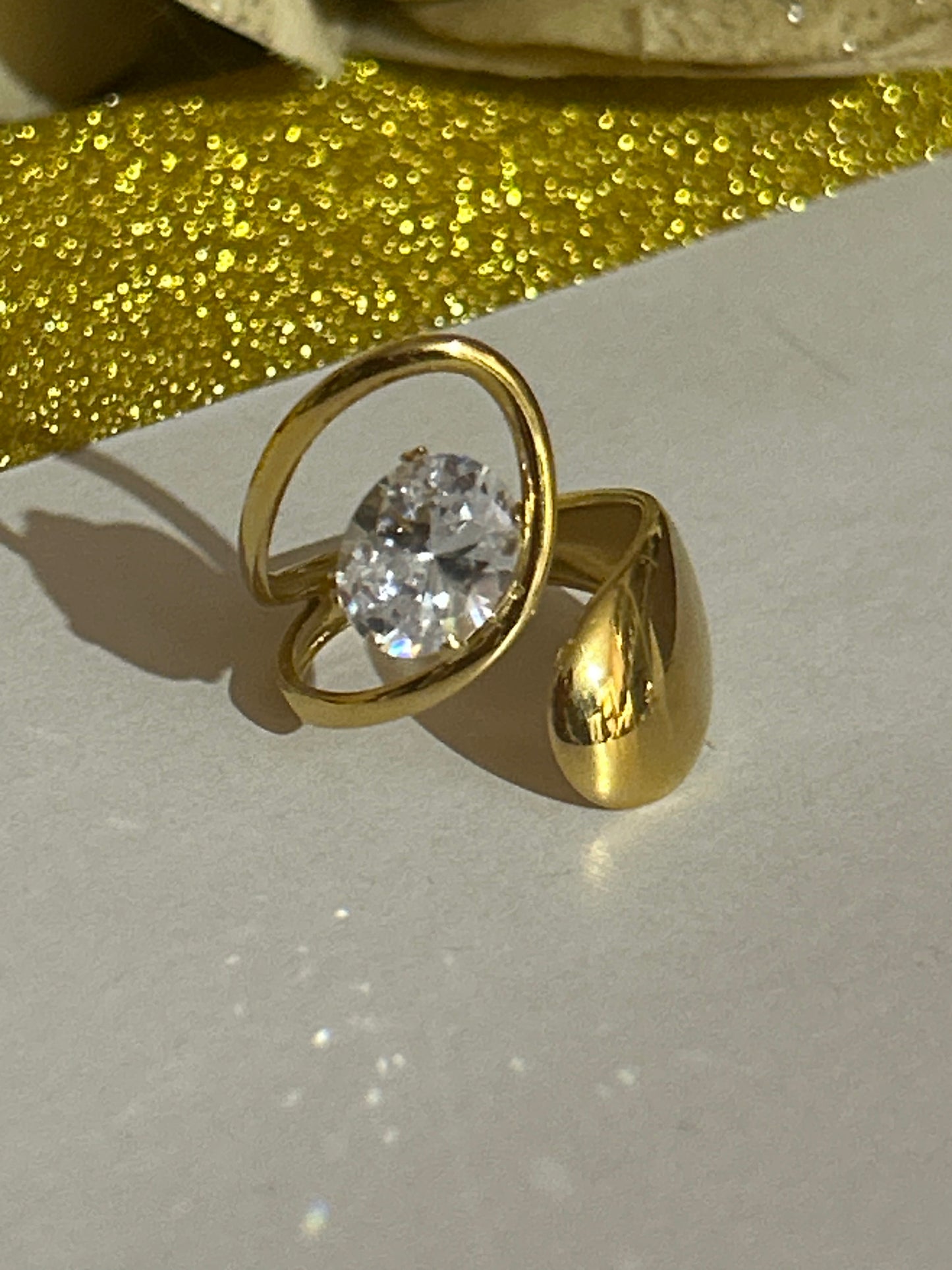 Moderne verstelbare ring van roestvrij staal met heldere kristal|Beautiva Boutique