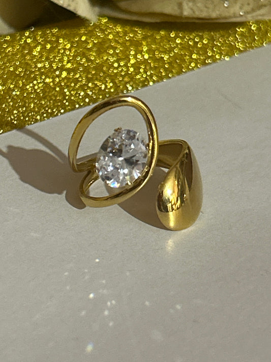 Moderne verstelbare ring van roestvrij staal met heldere kristal|Beautiva Boutique