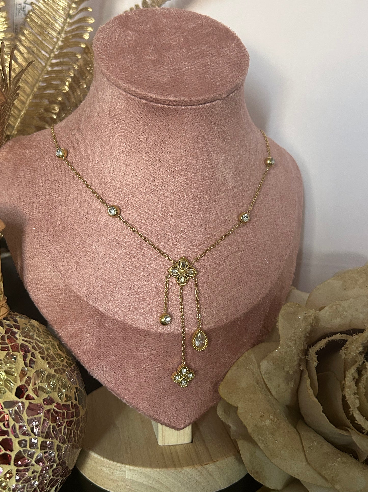 Elegante Roestvrijstalen ketting klaverhanger lichtkristallen |Beautiva Boutique