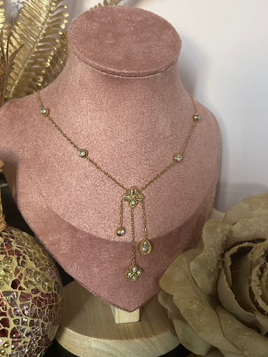 Elegante Roestvrijstalen ketting klaverhanger lichtkristallen |Beautiva Boutique