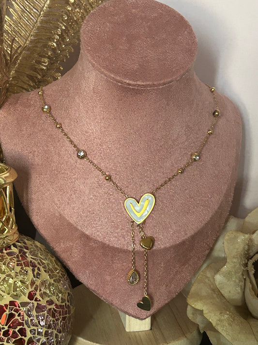 Gouden Parelmoer Hart Hanger Ketting van Roestvrij Staal|Beautiva Boutique
