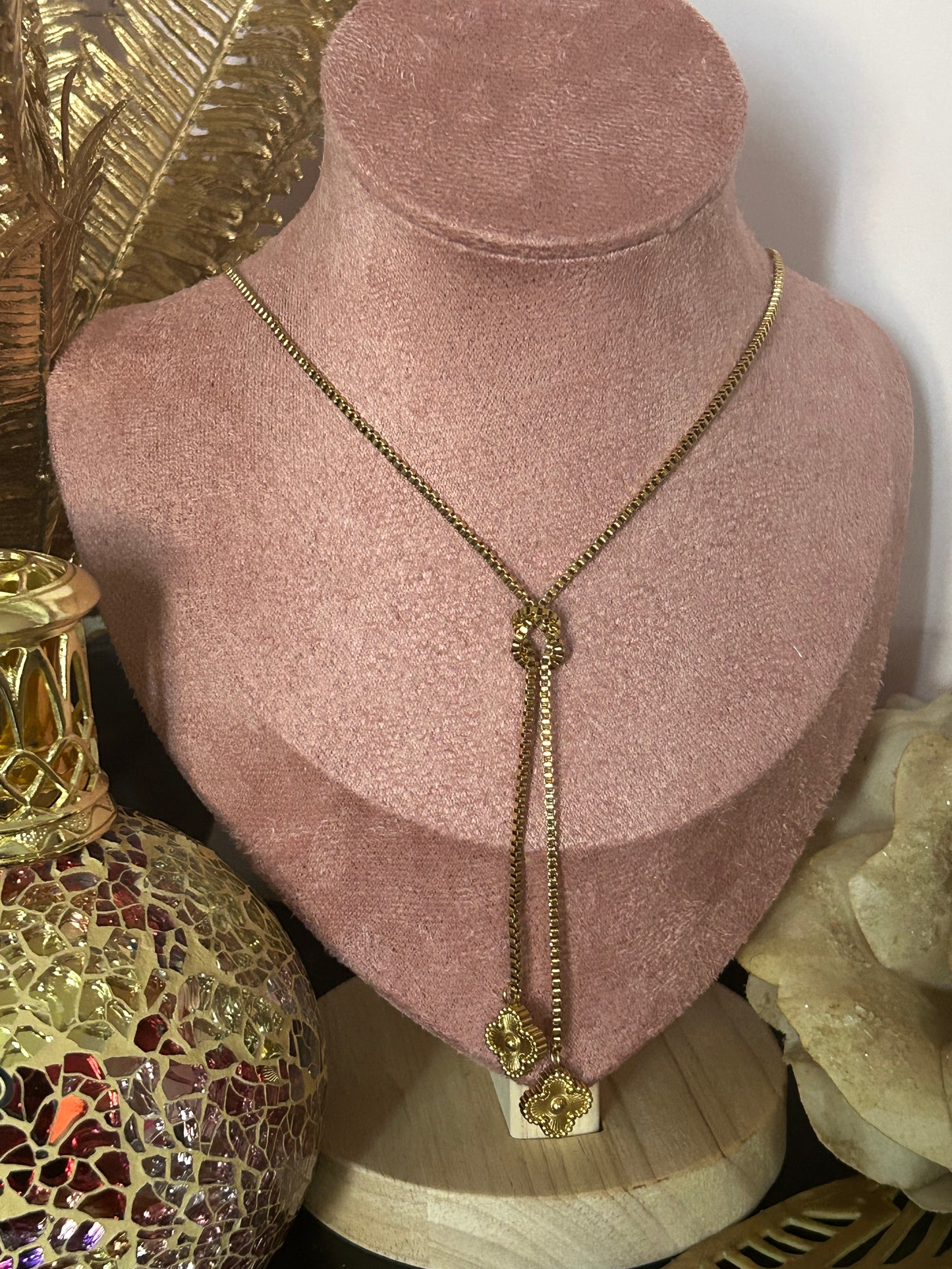 Gouden Dubbele Bloem Fijn Elegantie Verfijnd inRoestvrij staal |Beautiva Boutique