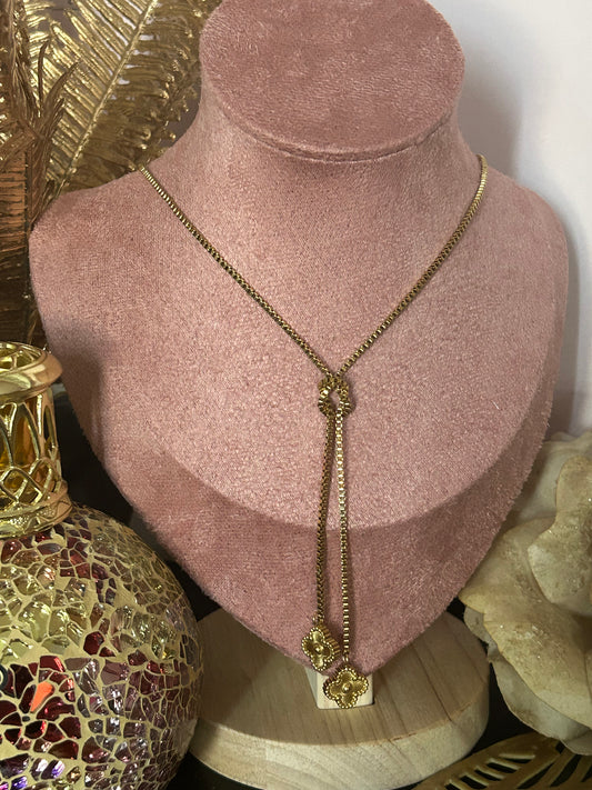 Elegante Lariat Ketting met bloem details Roestvrijstaal|Beautiva Boutique