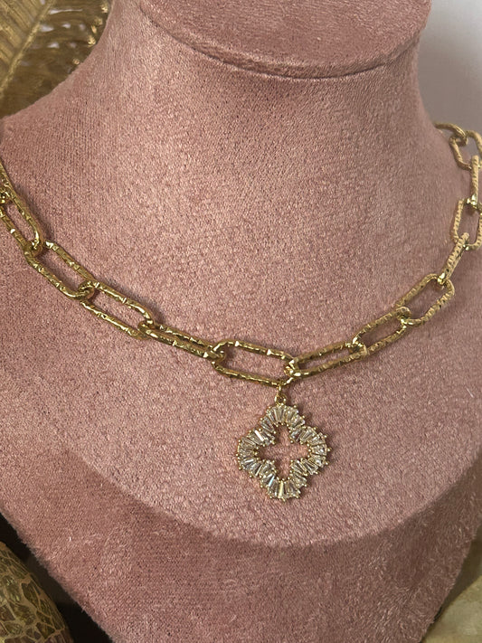 Rechthoekige schakels Roestvrijstalen ketting met stralende ster hanger|BeautivaBoutique
