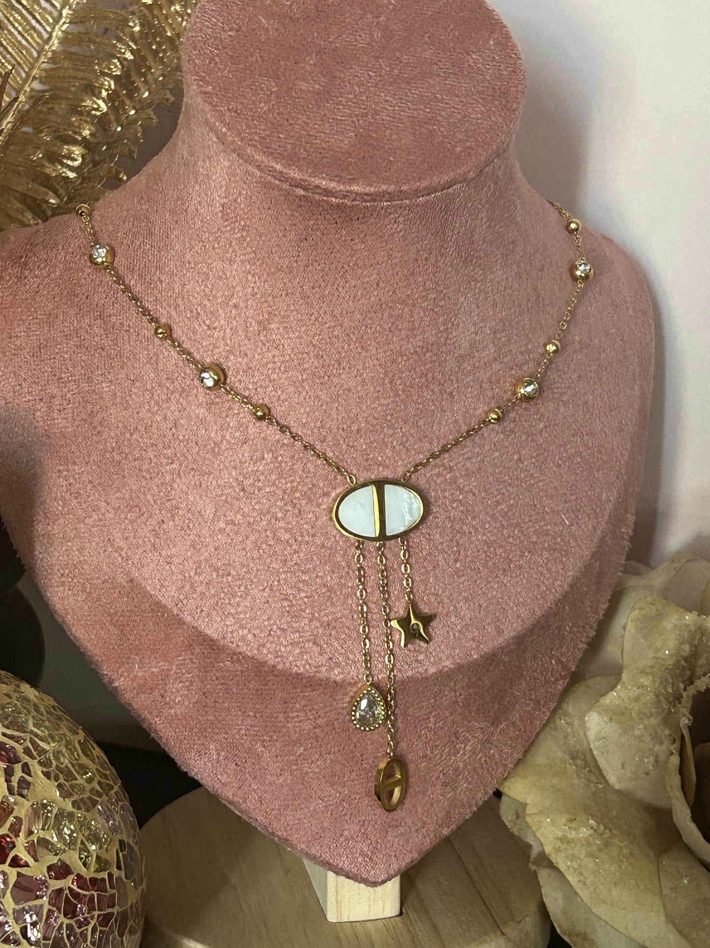 Elegante Roestvrijstalen Design hanger met bedels Ketting|Beautiva Boutique