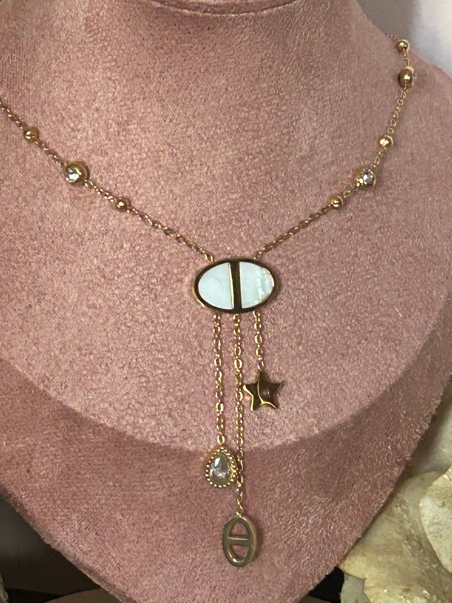 Elegante Roestvrijstalen Design hanger met bedels Ketting|Beautiva Boutique