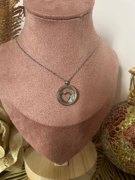 Verfijnde hartketting van roestvrij staal met afneembare kristallen|Beautiva Boutique