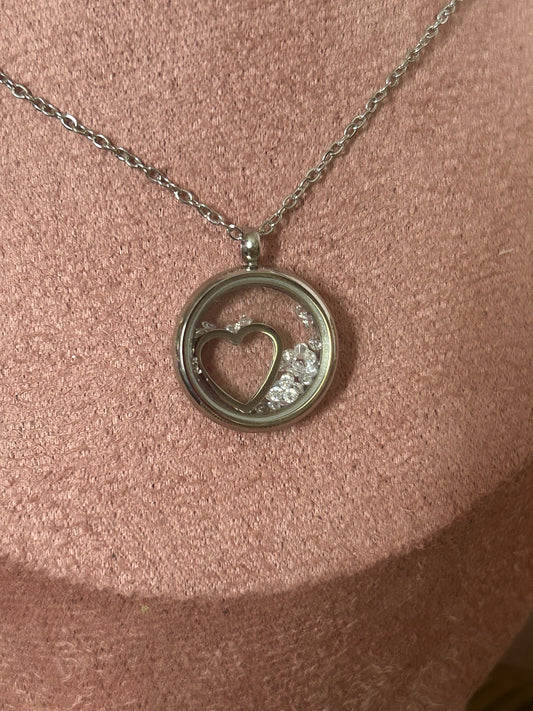 Verfijnde hartketting van roestvrij staal met afneembare kristallen|Beautiva Boutique