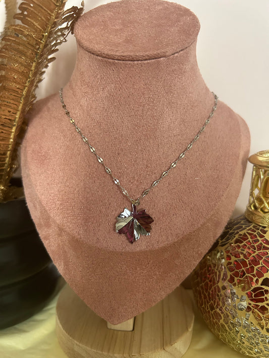 Elegante roestvrijstalen blad hanger ketting: Geld|Beautiva Boutique