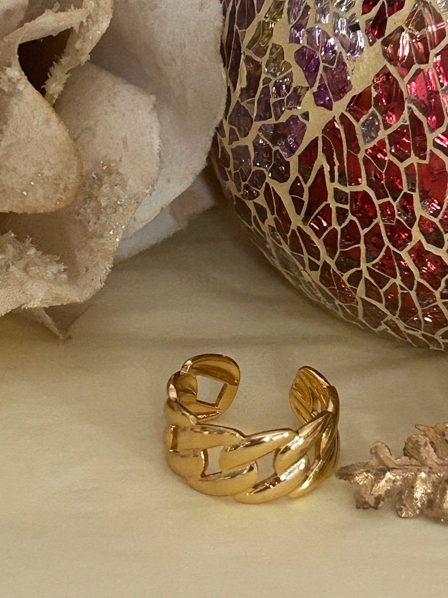 Verstelbare chique ring van verguld en verzilverd roestvrij staal.|Beautiva Boutique