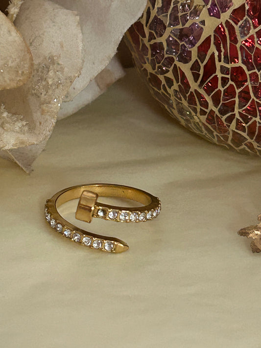 Spijkerring bezet met stenen, kostbare glans, staal: |Beautiva Boutique