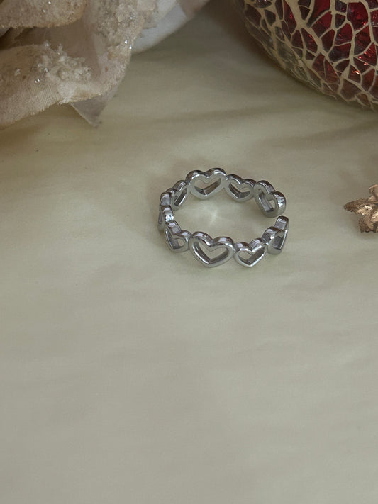 Minimalistische verstelbare hartvormige ring van roestvrij staal: GeldBeautiva Boutique
