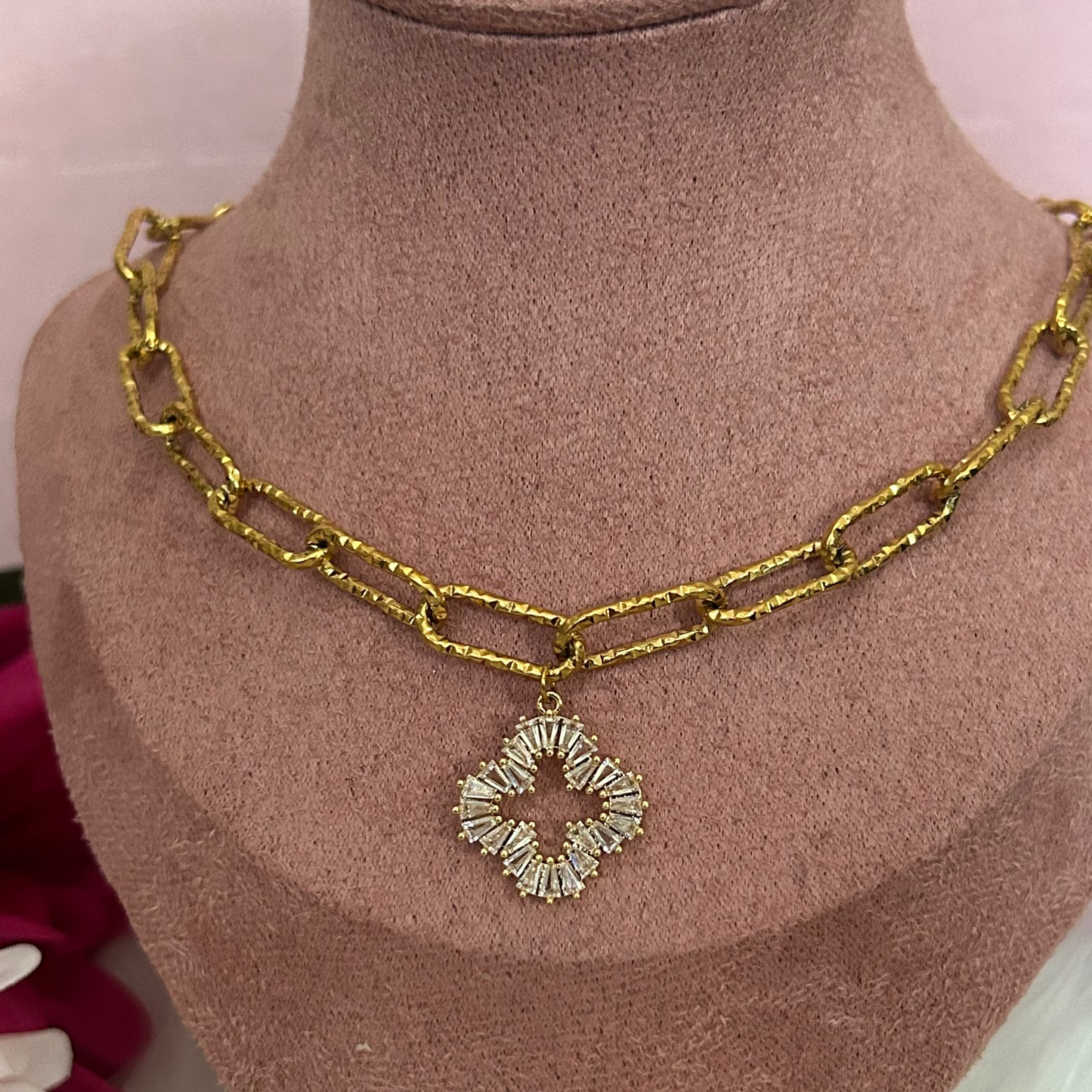 Rechthoekige schakels Roestvrijstalen ketting met stralende ster hanger|BeautivaBoutique