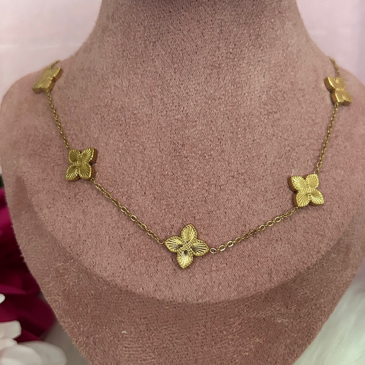 Butterfly Bloom Ketting, 18K verguld RVS | Beautiva Boutique