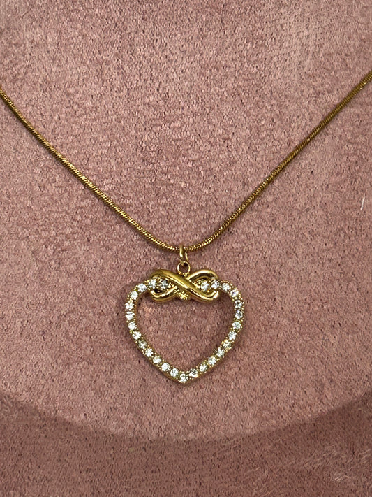 Oneindige hartketting van roestvrij staal met fonkelende strass-steentjes |Beautiva Boutique