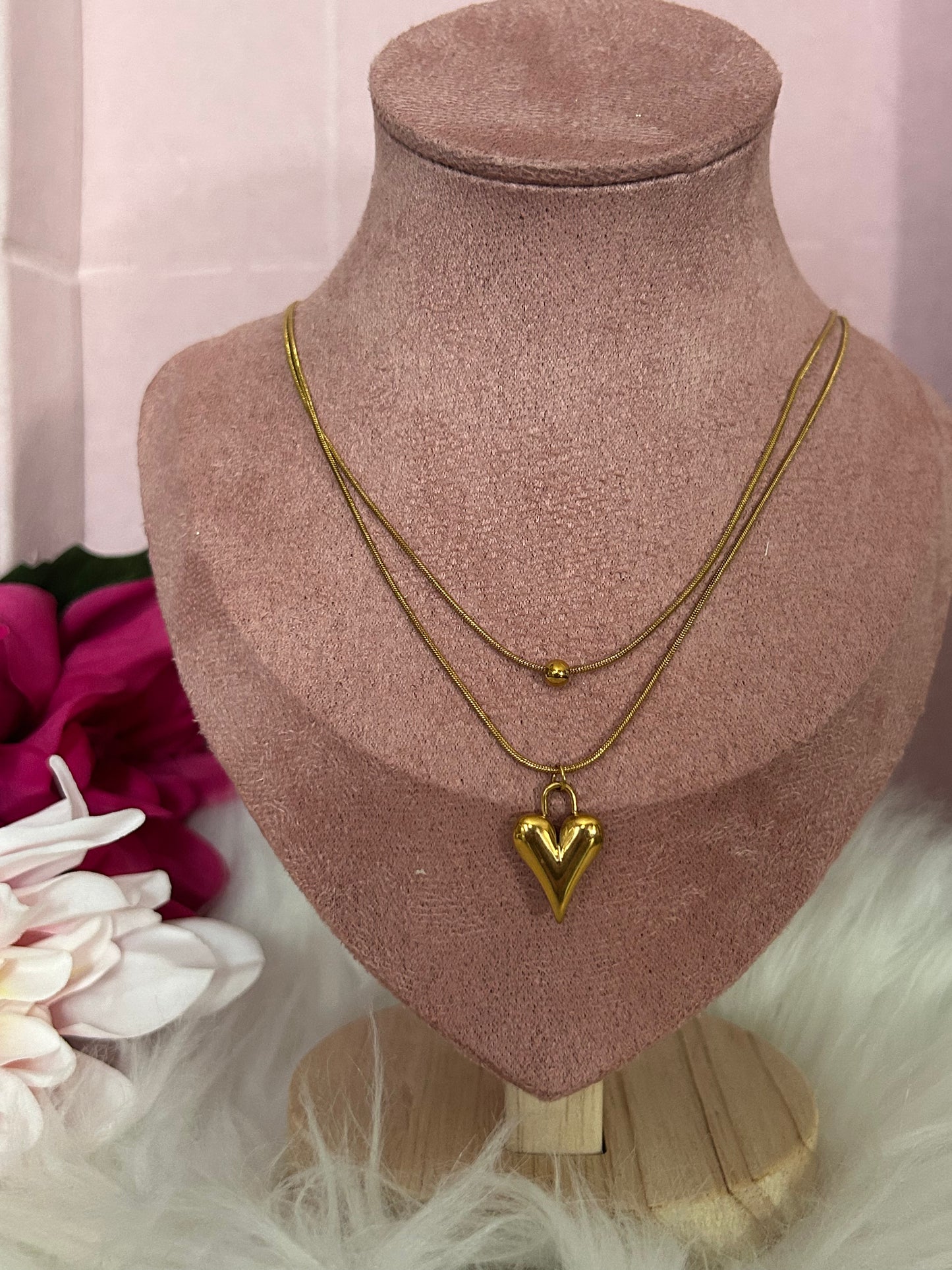 Dubbele Wikkelketting Gouden Hart Chic, Modern Minimalistisch |Beautiva Boutique
