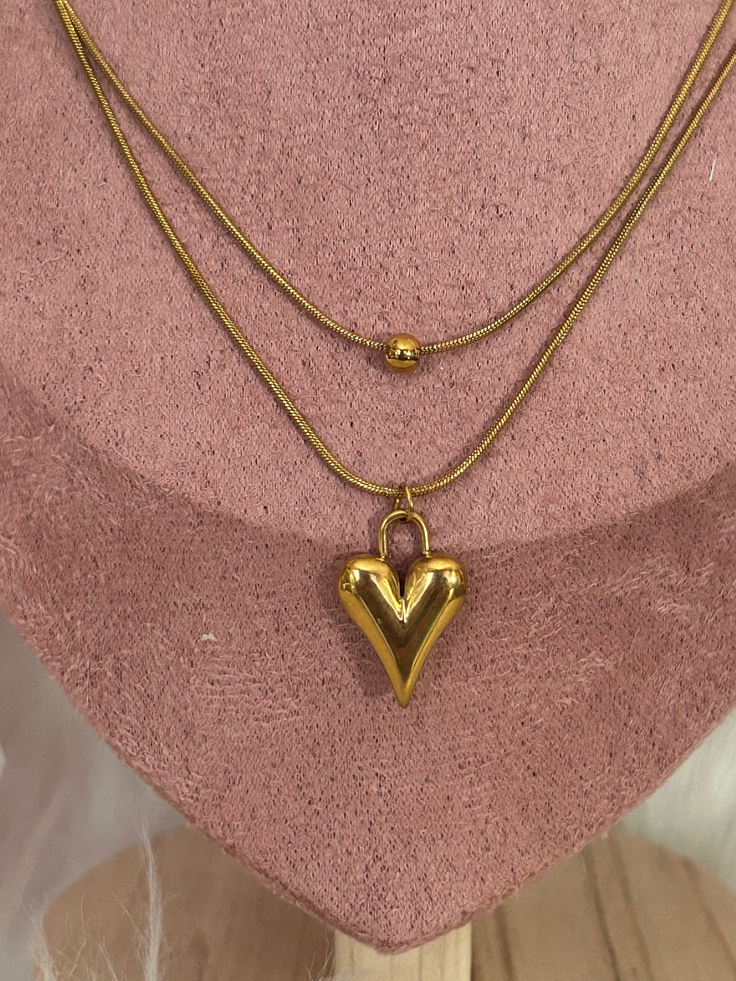 Dubbele Wikkelketting Gouden Hart Chic, Modern Minimalistisch |Beautiva Boutique