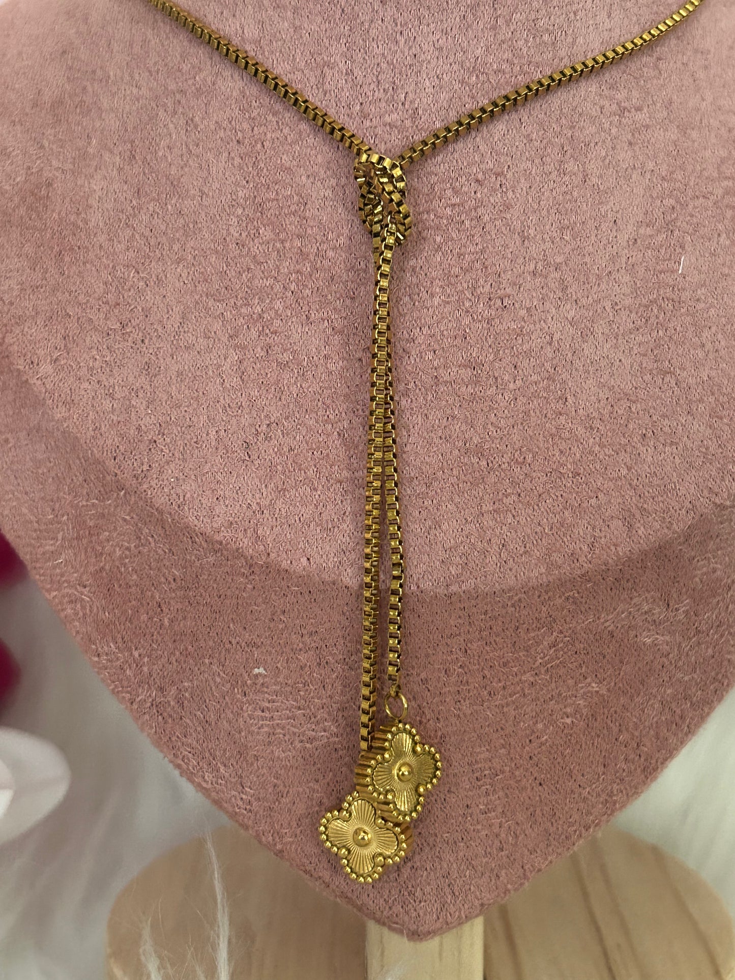 Gouden Dubbele Bloem ketting Fijn Elegantie Verfijnd inRoestvrij staal |Beautiva Boutique