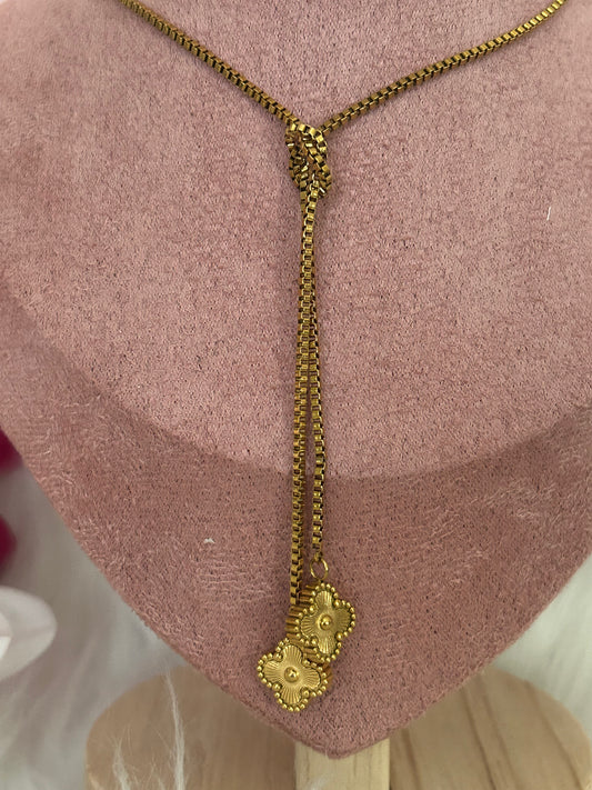 Gouden Dubbele Bloem ketting Fijn Elegantie Verfijnd inRoestvrij staal |Beautiva Boutique