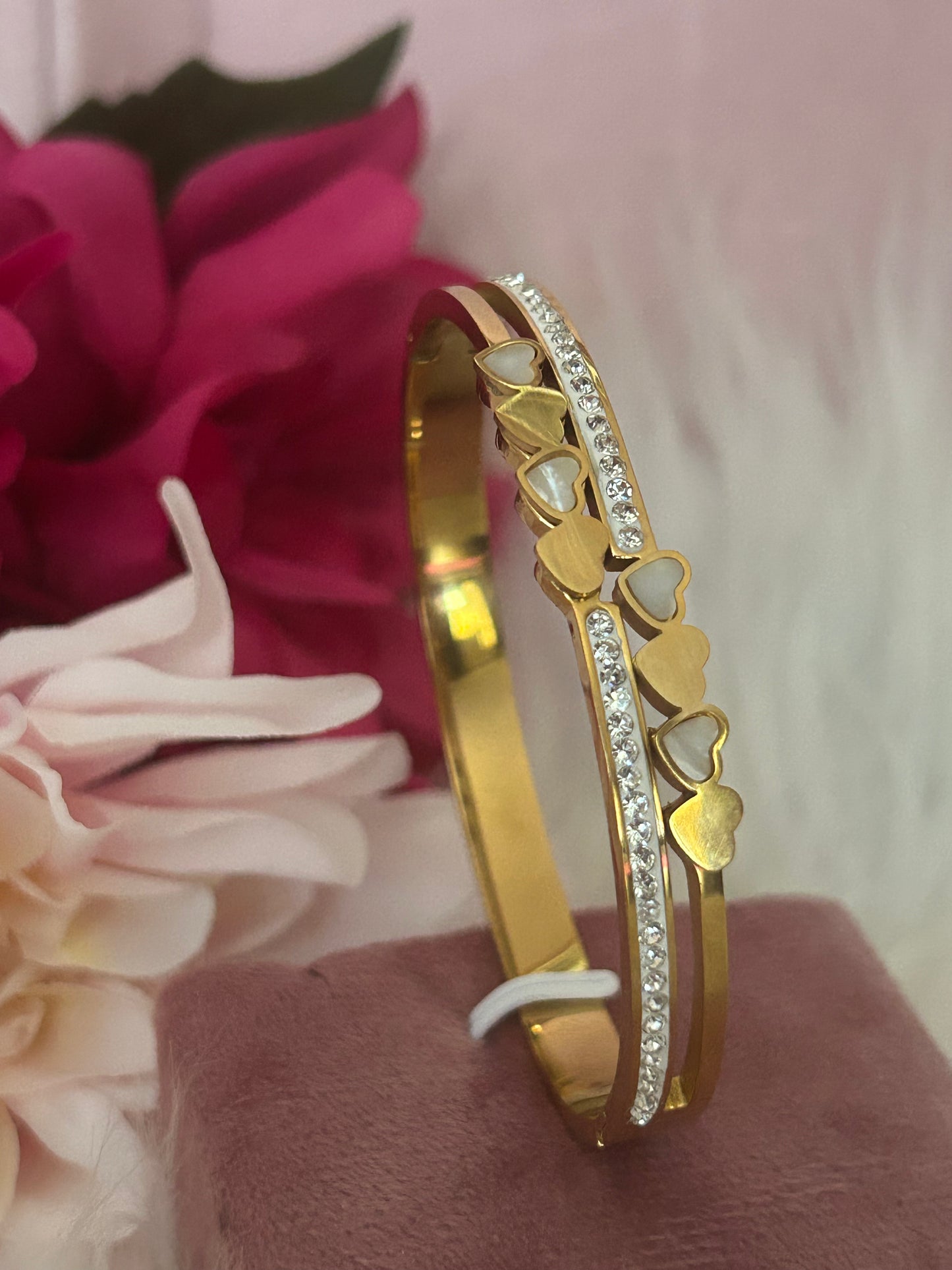 White Hearts Armband, RVS| Beautiva Boutique