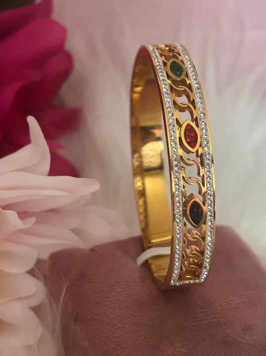 Gouden stalen armband met gekleurde kristallen chic | Beautiva Boutique