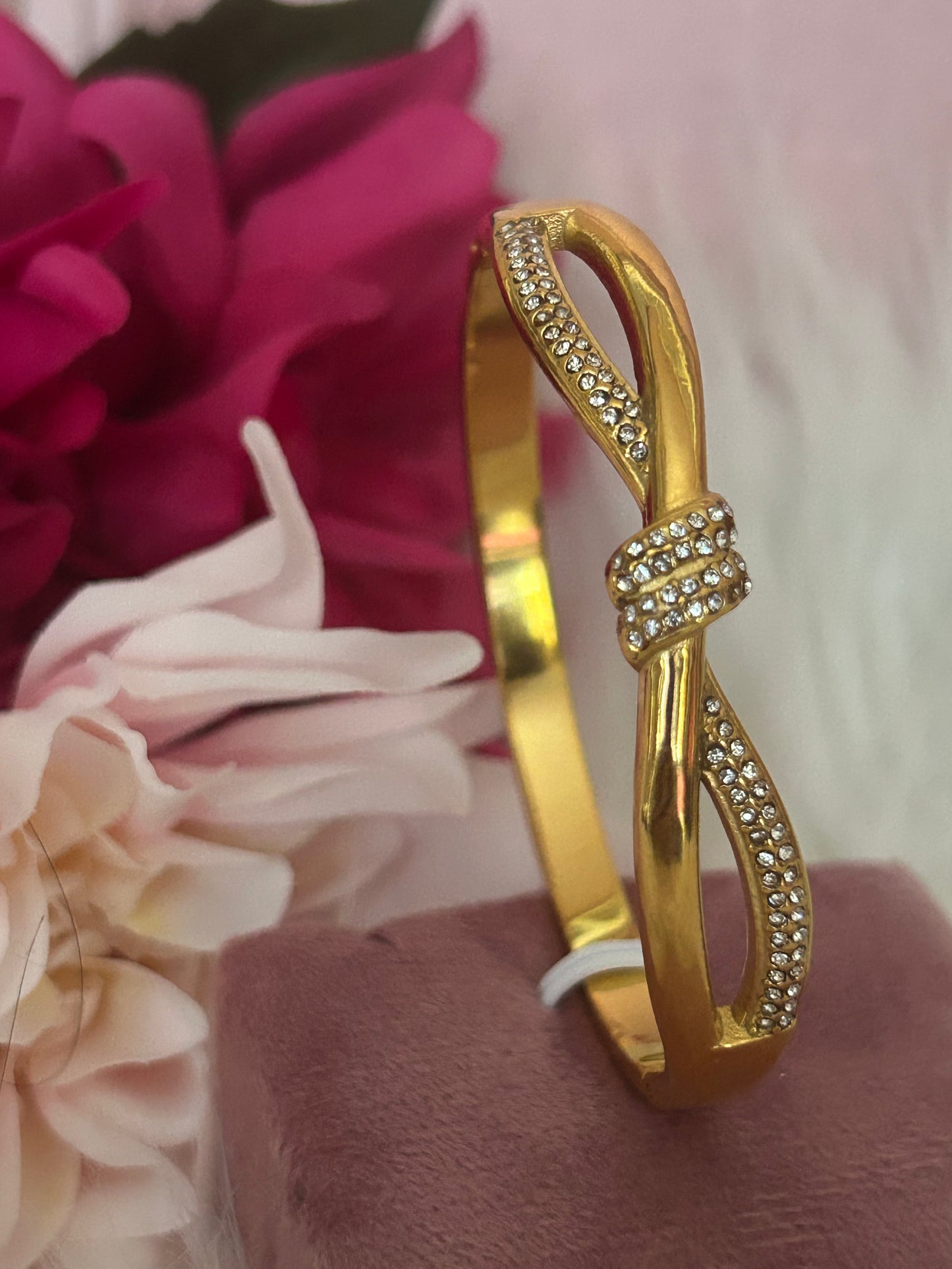 Gouden Knoop Kristallen Armband Roestvrij Staal Elegante Chic|Beautiva Boutique