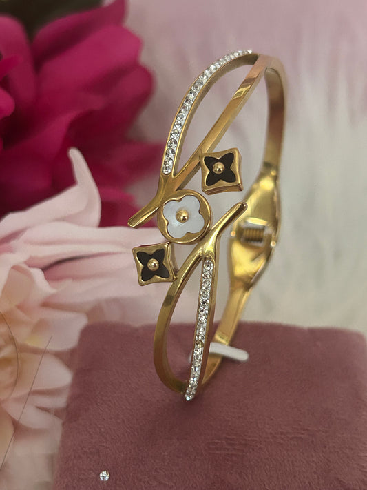Black & White Flower Armband, RVS| Beautiva Boutique