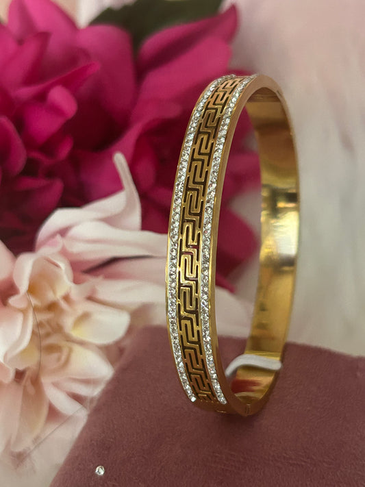Golden Greek Luxe Armband, 18K verguld RVS met Kristallen| Beautiva Boutique