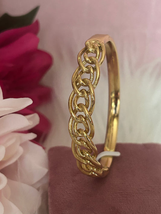 Gevlochten schakelarmband – roestvrij staal: Geelgoud |Beautiva Boutique