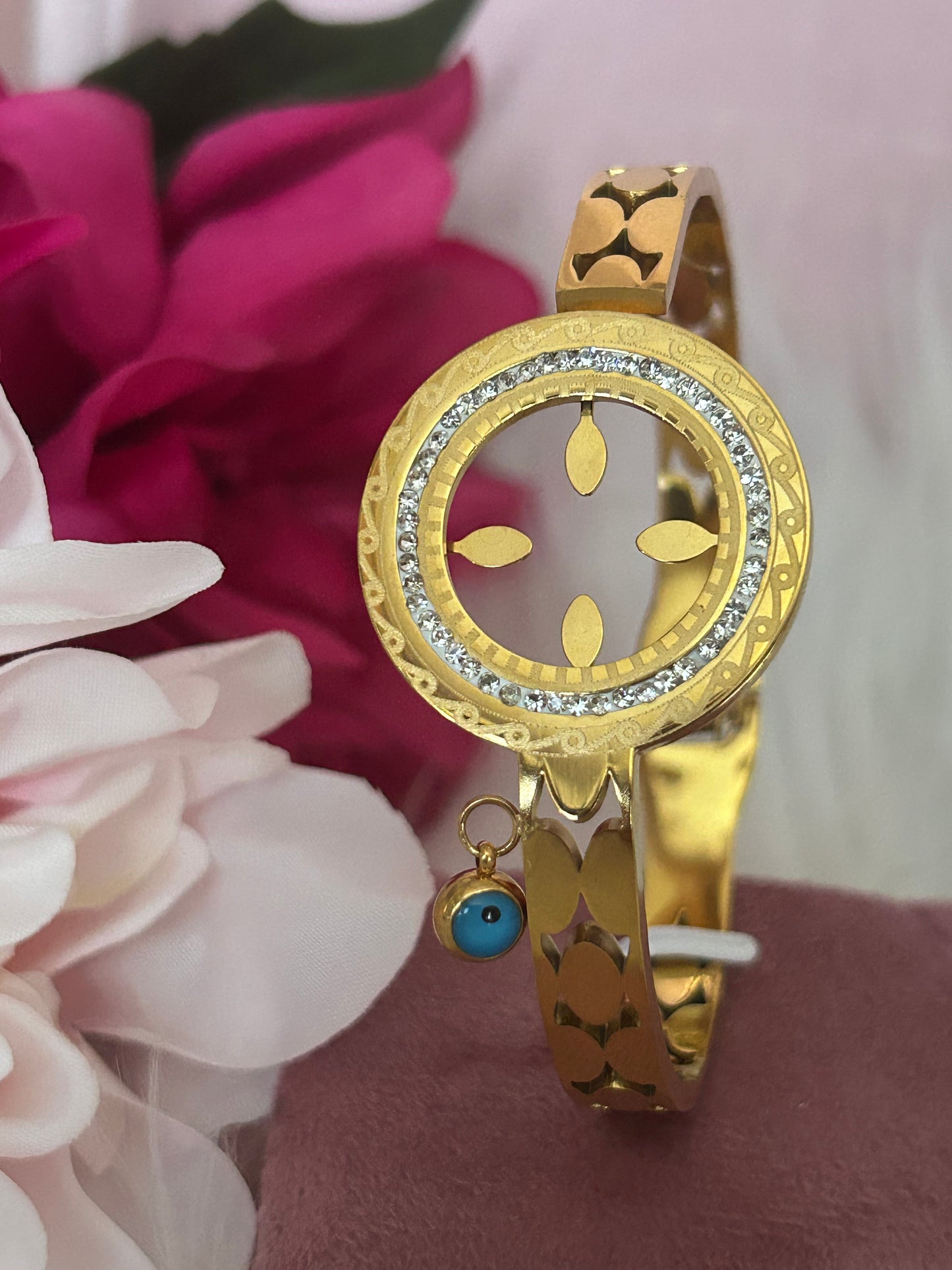 18K Vergulde RVS Armband, Luxe Evil Eye & Circle Design| Beautiva Boutique
