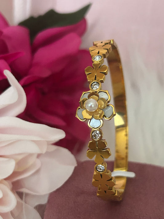Bloemen & Parel Armband – Roestvrij Staal| Beautiva Boutique