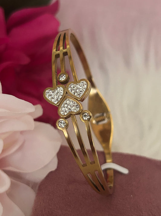 18K Vergulde RVS Armband, Hartvormige Zirconia `luxe Bangle| Beautiva Boutique