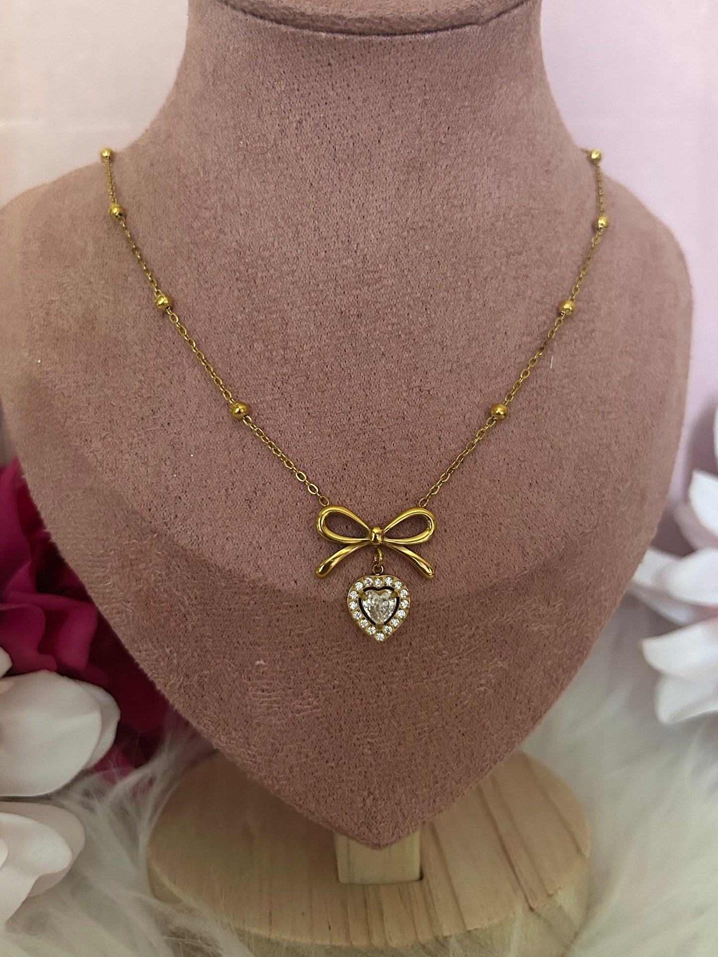 Vergulde Ketting van Roestvrij Staal – Hanger met Knoop en Hart Goud | Beautiva Boutique
