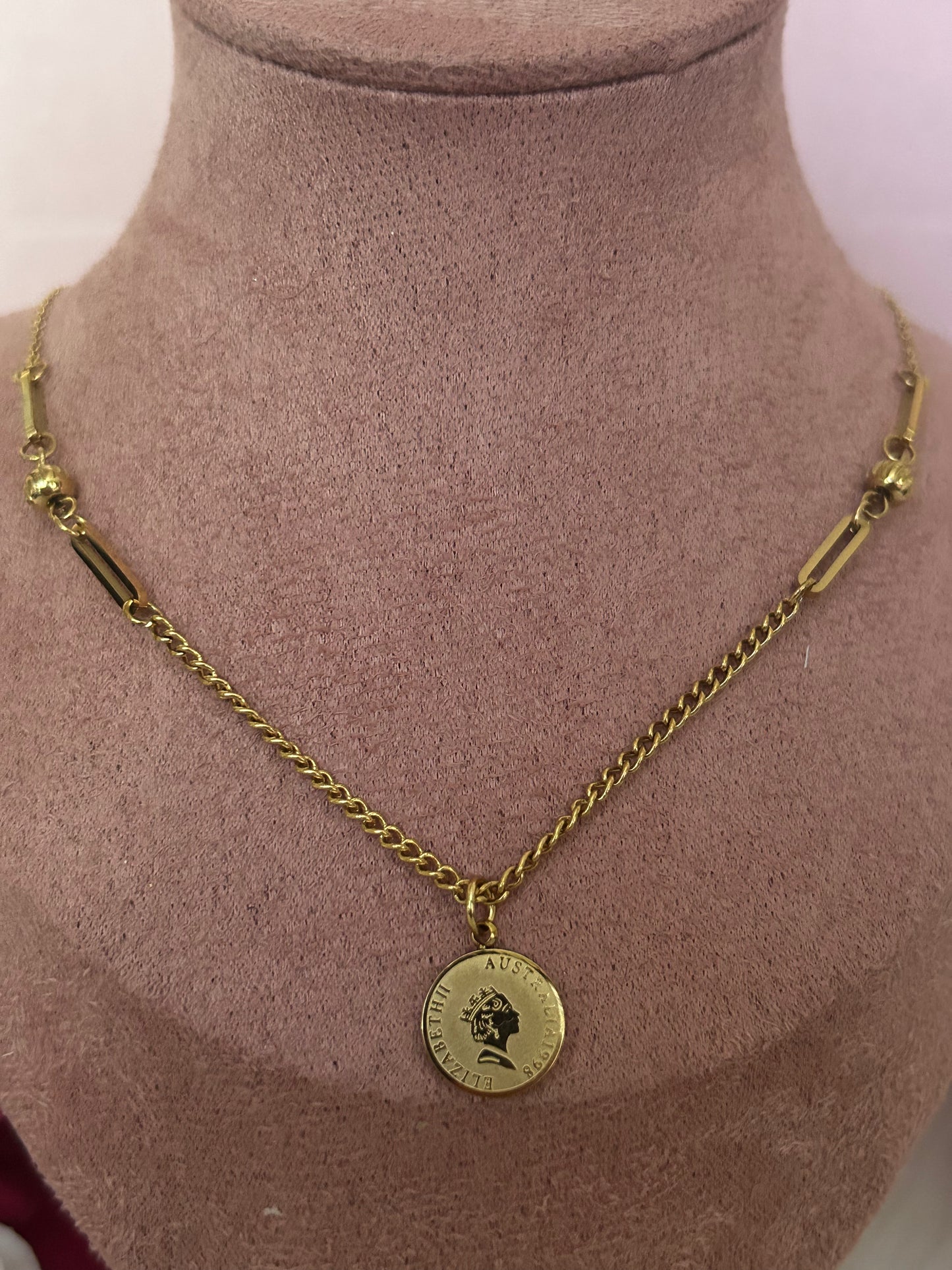 Fijne kettinghanger muntstuk verguld roestvrij staal Goud | Beautiva Boutique