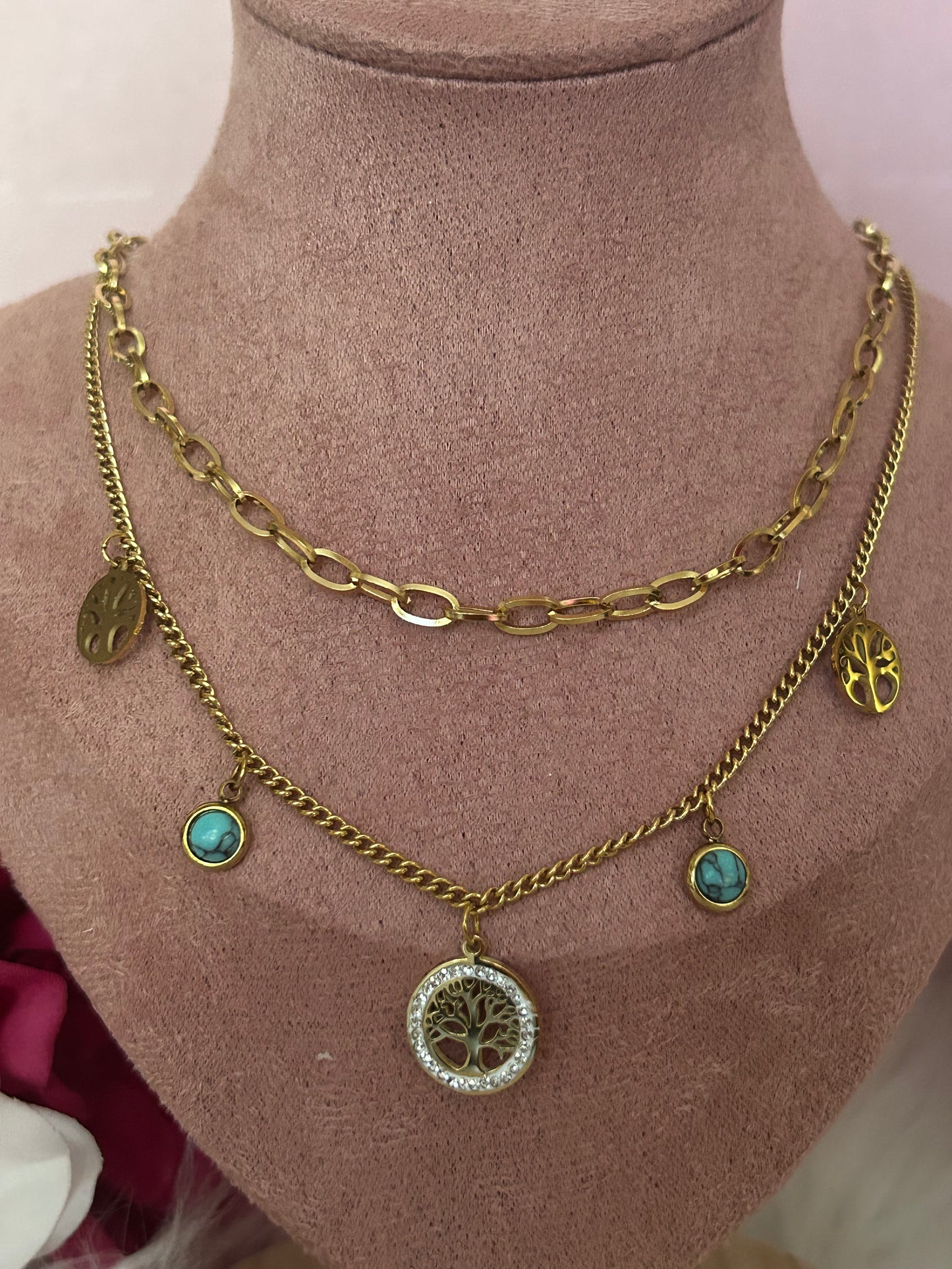 Gouden Levensboom Ketting Charms Natuur in Roestvrij Staal |beautiva Boutique