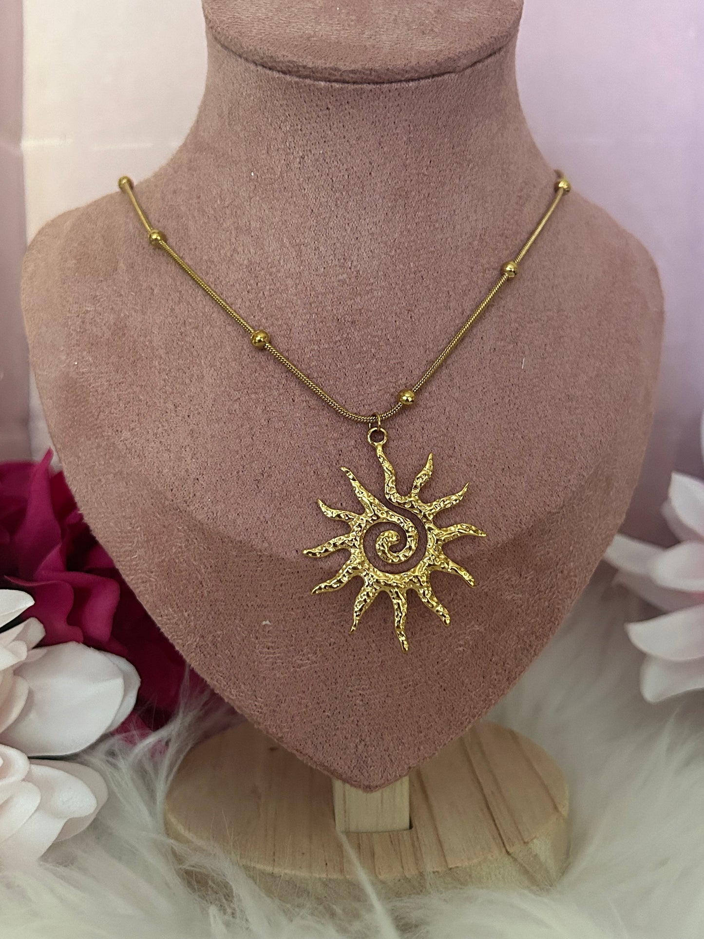 Zonneketting, 18K verguld RVS kralenketting | Beautiva Boutique