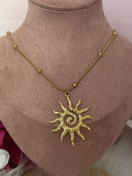 Zonneketting, 18K verguld RVS kralenketting | Beautiva Boutique
