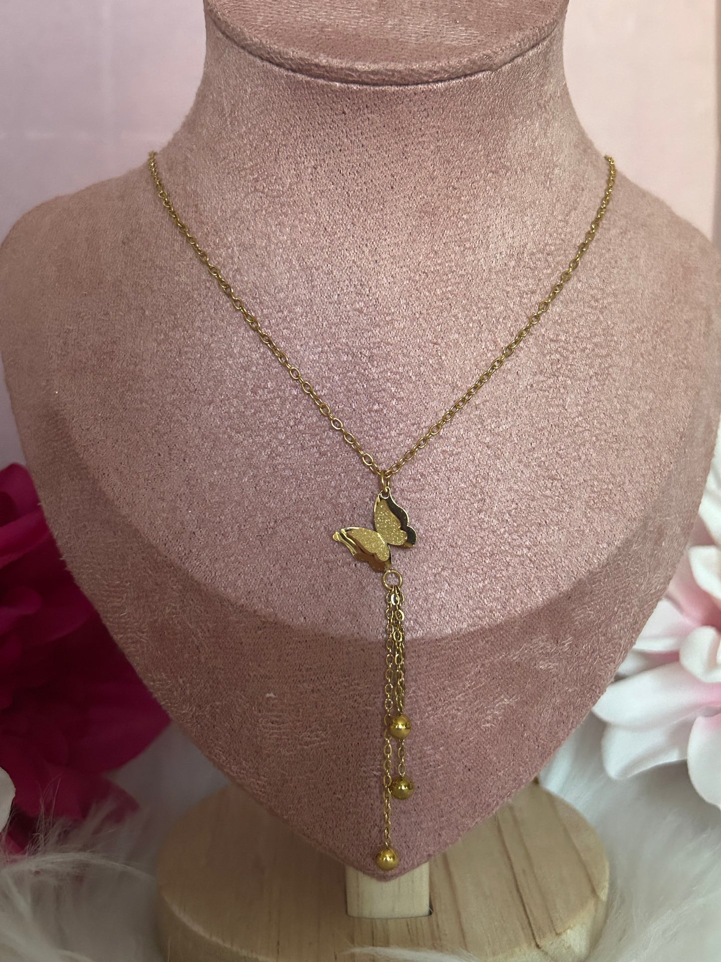 Gouden vlinderketting van roestvrij staal met hangers|Beautiva Boutique