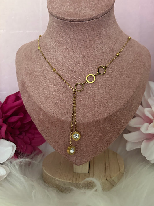 Elegante gouden ketting met ronde parelmoeren hangers|Beautiva Boutique