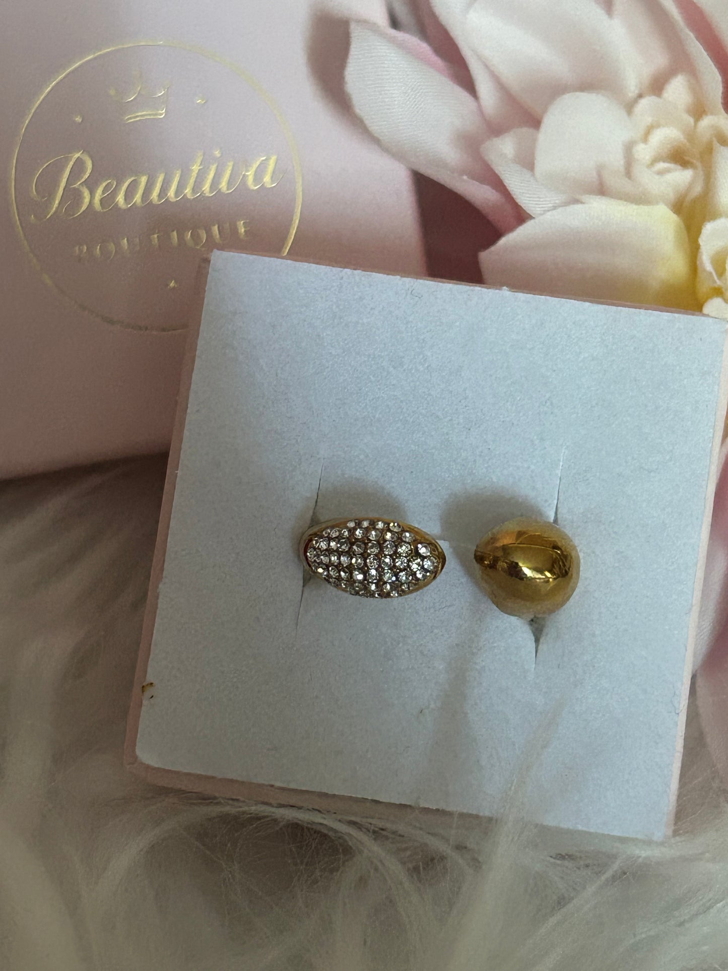 Damesring Roestvrij Staal Verguld Druppel Minimalistisch Design|Beautiva Boutique