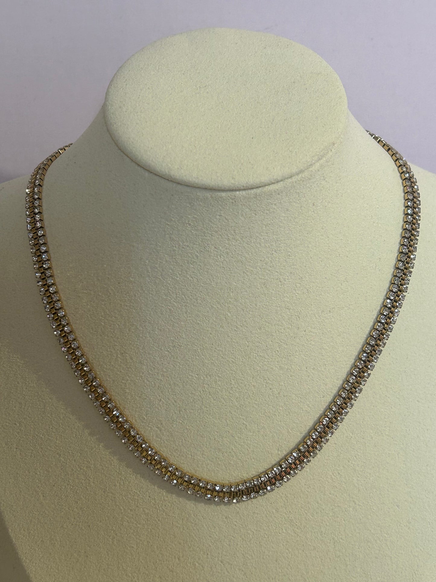 Roestvrijstalen 14 Karaats Vergulde collier met ingezette steentjes |Beautiva Boutique