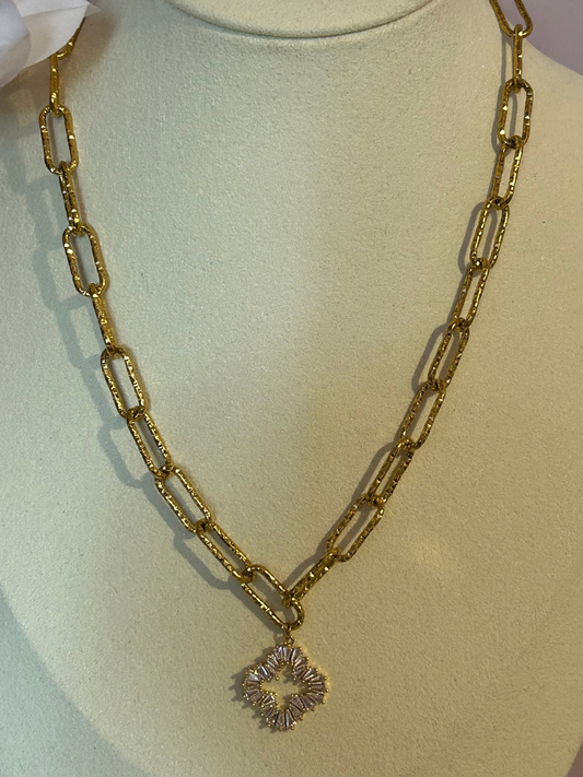 Rechthoekige schakels Roestvrijstalen ketting met stralende ster hanger|BeautivaBoutique