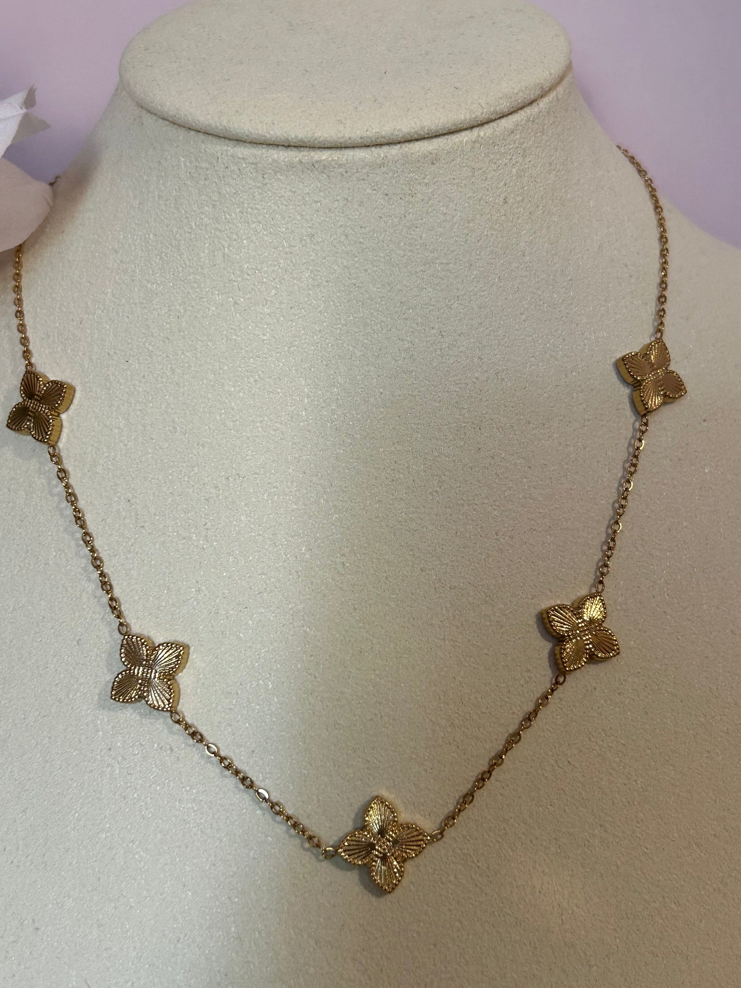 Butterfly Bloom Ketting, 18K verguld RVS | Beautiva Boutique