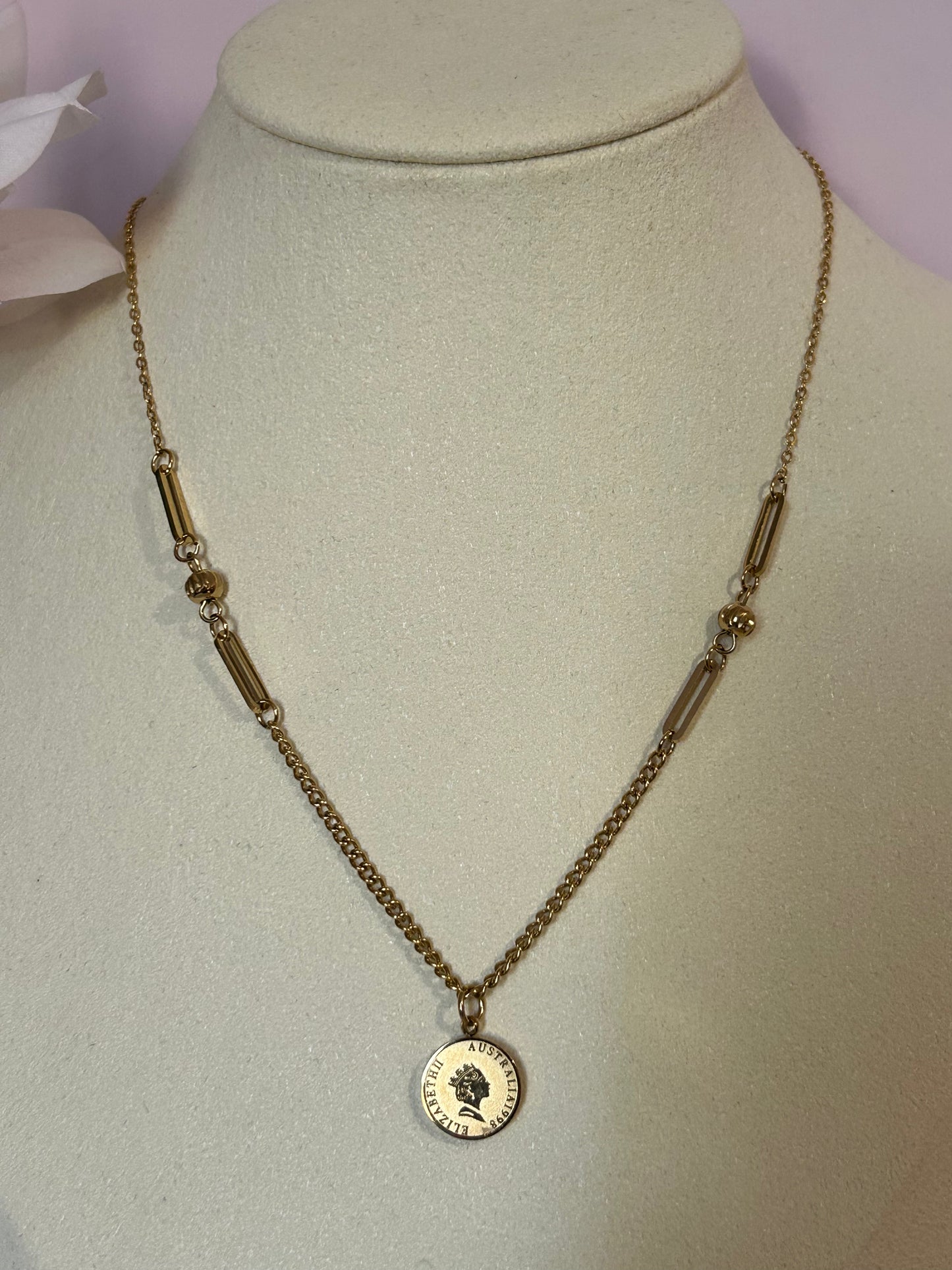 Fijne kettinghanger muntstuk verguld roestvrij staal Goud | Beautiva Boutique