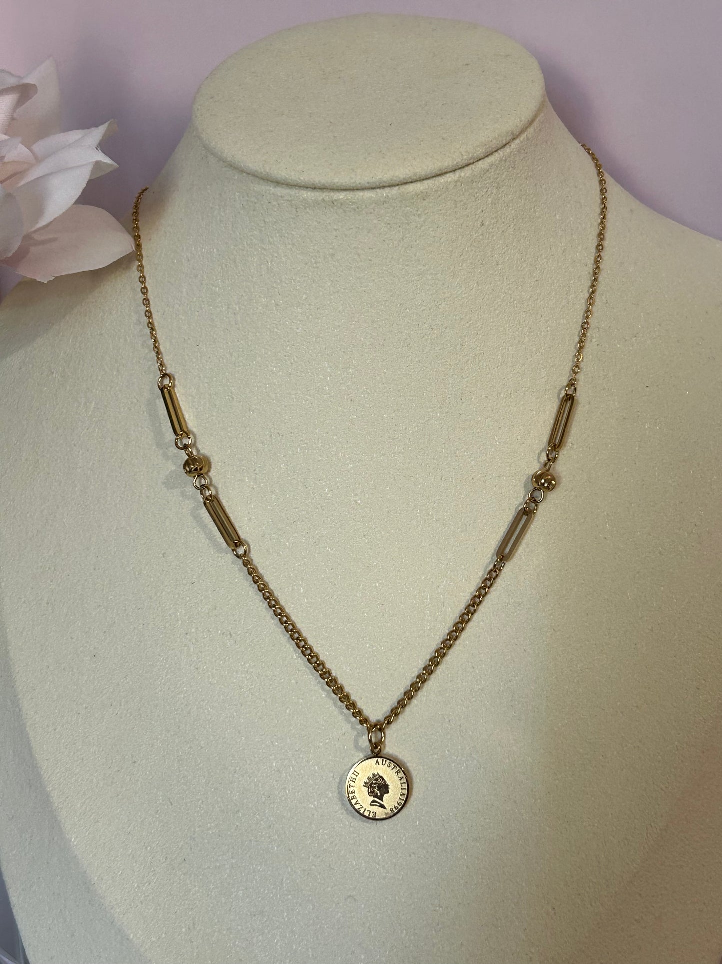 Fijne kettinghanger muntstuk verguld roestvrij staal Goud | Beautiva Boutique