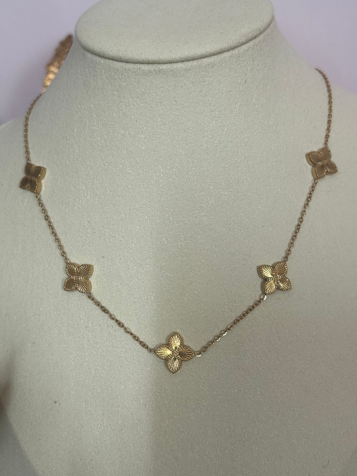 Butterfly Bloom Ketting, 18K verguld RVS | Beautiva Boutique