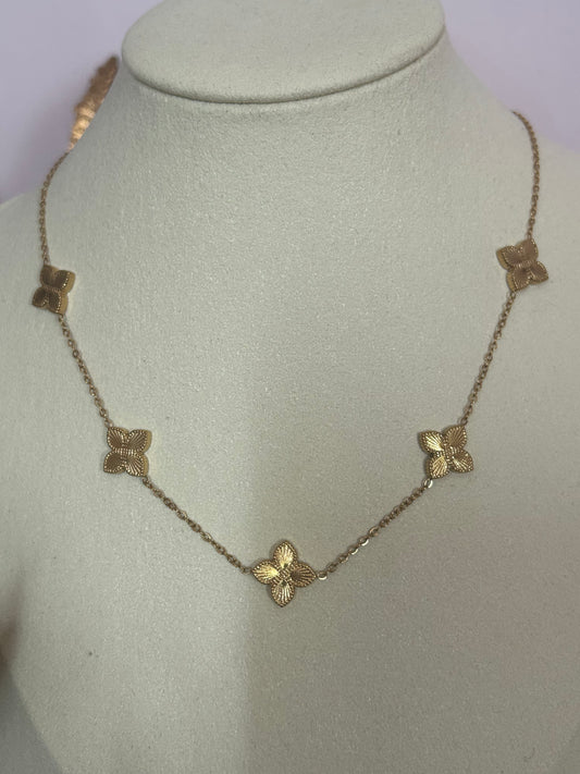 Butterfly Bloom Ketting, 18K verguld RVS | Beautiva Boutique