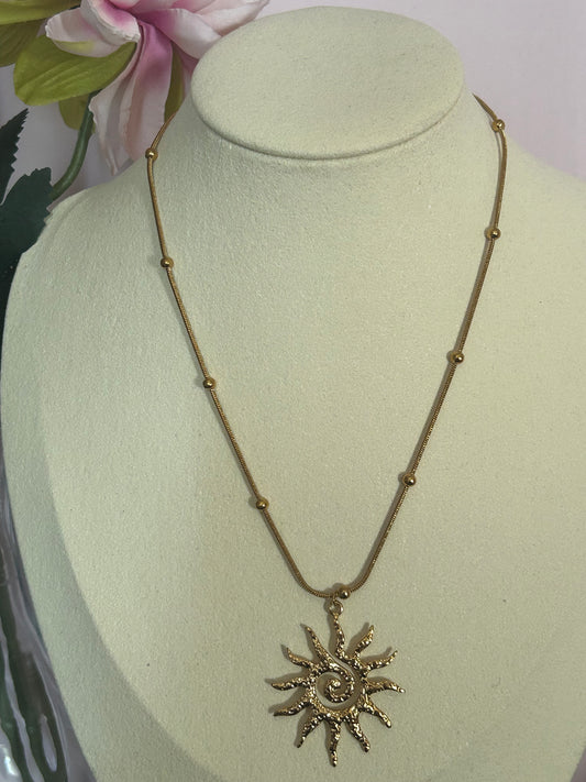 Zonneketting, 18K verguld RVS kralenketting | Beautiva Boutique