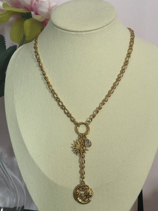 Zonne- en maan ketting van roestvrij staal | Beautiva Boutique