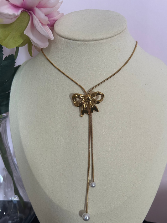 Gouden Knoop Ketting – Witte Parels, Vrouwelijke Eleganties|Beautiva Boutique